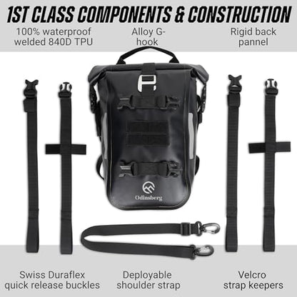 Odinsberg Waterproof Motorcycle Tail Bag 7L Motorcycle Dry Bag Crash Bar Bags used as Luggage on Sissy Bar Back Seat Saddle Bag Rack Fender Bag Pouch Dirt Bike Pack for Moto Enduro ATV - size: 7L