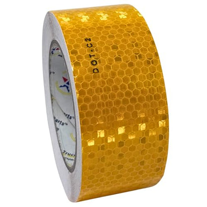 DOT-C2 Reflective Tape, Yellow/Orange Safety Warning Hazard Caution Conspiciuity Tape for School Bus Truck Trailer Boat Semi Motorcycle Bike and Helmet Waterproof (2 in x 20 FT) - size: 2 IN x 20 FT