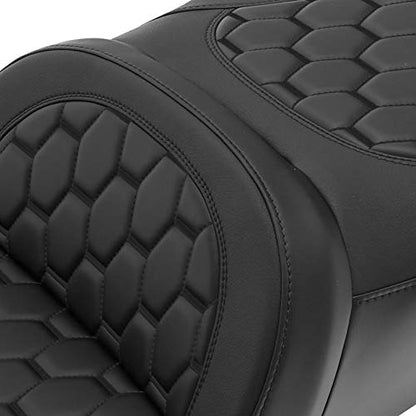 CC RIDER Motorcycle Hammock Seat and King Tour Trunk Backrest Fit For Harley Touring 2014-2023 Street Glide FLHX Road Glide FLTRX Road King FLHR Electra Glide FLHT and Trike models - color: 16# Black Seat+ Tour Trunk Backrest