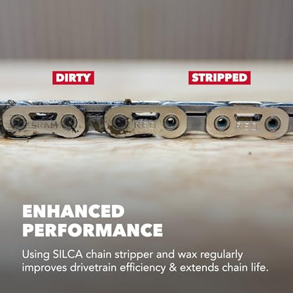 SILCA Professional Grade Bike Chain Cleaner and liquid Wax - 2 Pack Starter Bundle PRO Chain Stripper & Super Seret Chain Wax, Concentrate, 4oz Bottles with Applicator Tip