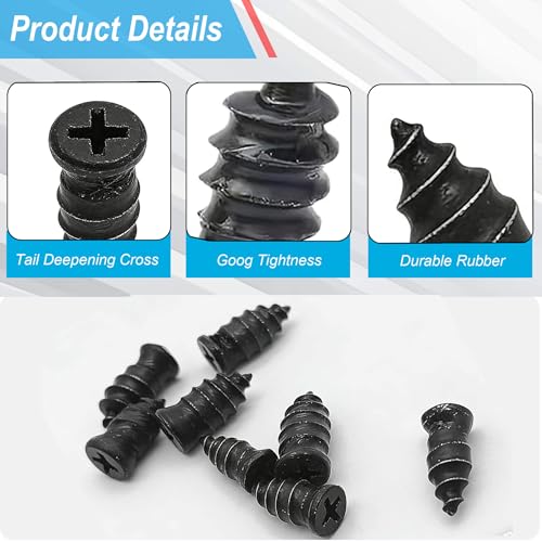 61PCS Tire Repair Rubber Nails Kit .Tire Screw Plug Repair Kit with Box and Screwdriver, Self Screw in Tire Repair Plugs for Car, Motorcycle, Truck, Tractor Tire Puncture Repair