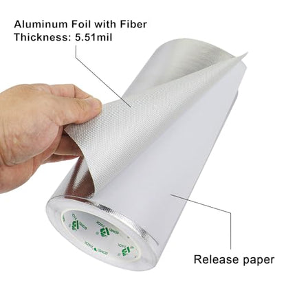 BOMEI PACK Adhesive Aluminum Foil Heat Shield Tape 9inch x 66ft Barrier Fiberglass Thermal Insulation Reflective Material High Temp Protectionn,1 Pack - size: 9inch x 66ft