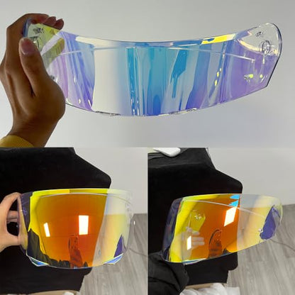 HJ-33 Helmet Visor For i90.Replacement Motorcycle Helmet Shield Compatible with HJC i90 (Revo Clear Red) - color: Revo Clear Red