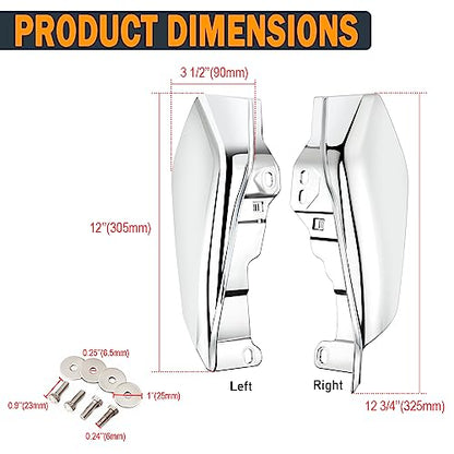 PBYMT Mid Frame Air Deflectors Heat Shield Compatible for Harley Touring Road King Street Electra Glide 2009-later Also Compatible with Models Equipped with Coolflow Fan(Chrome)