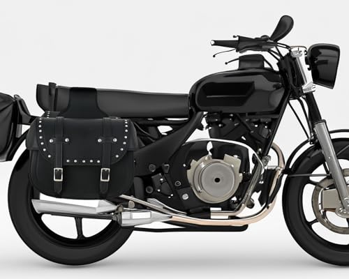 Vance Touring Elite Studded Motorcycle Saddlebags 30L PVC Water-Resistant Compatible with Sportster Dyna Softail Touring Models Vstar Shadow Wide Glide (Touring Elite, Studded)