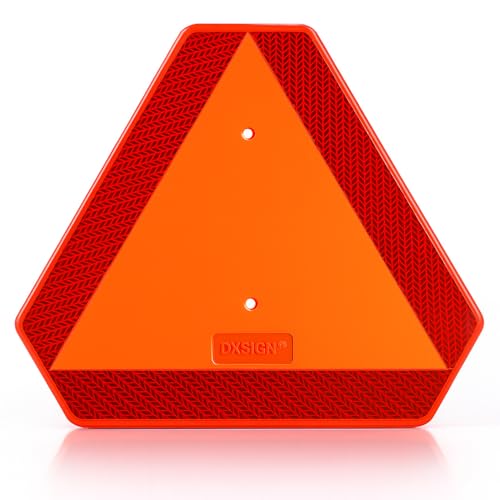 Slow Moving Vehicle Sign Triangle Sign 14"x16" Engineering Grade Reflective Up to 7 Years Outdoor for Golf Cart (Plastic NEW) - color: Plastic NEW