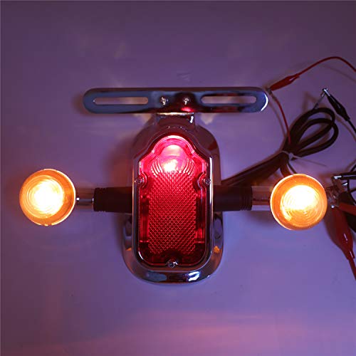 HTTMT- Motorcycle Chrome Smoke Metal Tombstone Brake Tail W/Light Signal Compatiable With Big Twin Motorcycle Bike [P/N: XH3118B-A-01-CD+SK] - color: Smoke