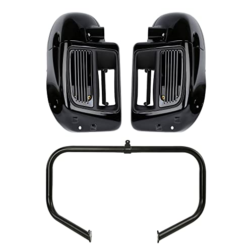 TCMT Highway Engine Guard Crash Bar Lower Vented Leg Fairing Water-Cooled Fit For Harley Touring 2014-2024 Road King Street Glide Road Glide Electra Glide 2018-2020 CVO Limited FLHTKSE - color: Black Crash Bar, Standard Leg, size: Style A Lower Vented Leg