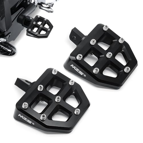 MZS Motorcycle Foot Pegs, Male Wide Footpegs, MX Chopper Bobber Style Rider Passenger Pedal Black Compatible with Sportster Softail Dyna Vrod Fat Boy Bob Iron Electra Street Glide Road King