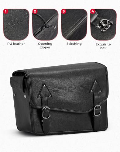 KEMIMOTO Motorcycle Saddlebags with/Turn signal Moving Backwards 24L Saddle Bags Motorcycle PU Leather Luggage Bags Compatible with Softail Sportster Dyna Models
