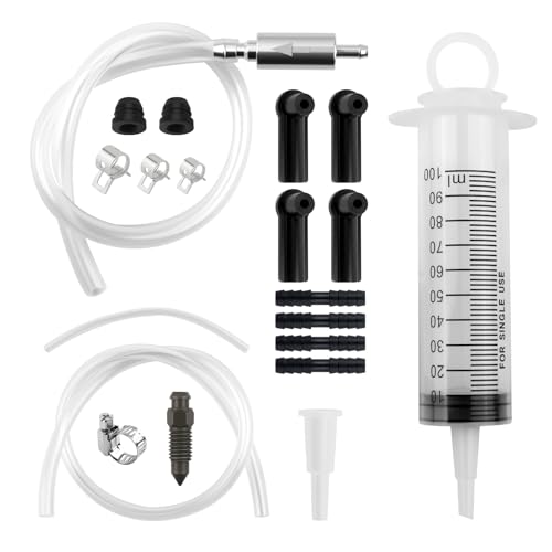 Brake Bleeder Kit,Brake Bleeder Hose One Way Check Valve Kit with Hose/100ml Syringe/Adapters/Clamps/Screws/Caps,Professional Brakes Fluid Bleeders Kits for Cars,Trucks,Motorcycles
