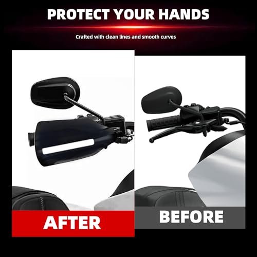 FATECIM Motorcycle Handguards Hand Guards with LED Lights DRL Indicators for Harley 1996-2025 Sportster Dyna Touring Street Road Electra Glide Road King Softail Street Bob Low Rider S Fat Boy (Black)