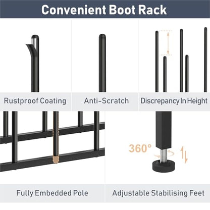DIMJ Boot Rack 4-Tier - Black Metal Boot Storage Rack for Tall Boots Organizer, Multiuse Shoe Rack for Boots, Sneakers, High-Heel, Entryway, Fits 8-Pairs - size: 1 Pack - 4 Tier 8 Pairs