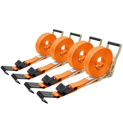4Pack 2in 30ft Ratchet Strap Flat Hook Heavy Duty Flatbed Straps for Trailer Tie Down Straps Box Truck Accessories Cargo Loading 10000lbs Breaking Load - color: Orange