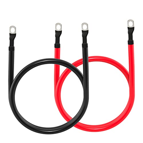 4 AWG Battery Cable 4AWG Gauge Pure Copper Battery Inverter Cables with 3/8 in Lugs Both Ends Power Inverter Wire Set for Automotive Solar Marine Boat RV Car Motorcycle Red and Black (3FT) - size: 3ft