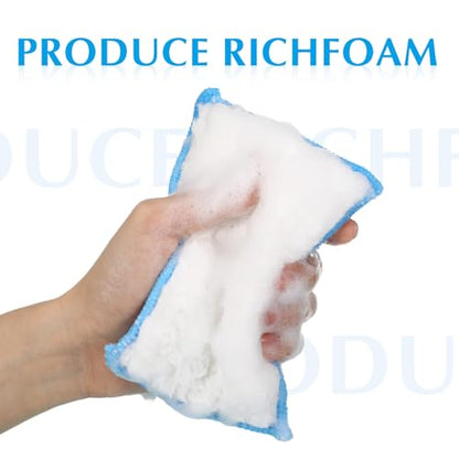 Mudder 8 Pcs Car Interior Scrubbing Sponge 5'' x 3'' Fiber Car Wax Applicator pad Household Cleaning Sponges for Leather Seat Couch Cleaning (Blue White) - color: Blue White