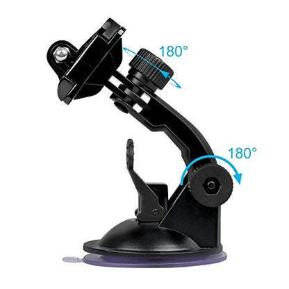 Suction Cup Mount Compatible with Gopro Hero 13, 12, 11, 10, 9, 8, 7, 6, 5, 4, Session, 3+, 3, 2, 1, Hero (2018), Max, Fusion, DJI Osmo Action Cameras; Perfect for Car Windshield and Window