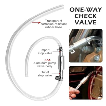 3Pcs Brake Bleeder Kit, Brake Fluid Bleeder Hose with One-Way Check Valve, Universal Brak-e Fluid Deflerator Brak-e Clutch Flui-d Bleeding Tool for Car, Motorcycle, ATV, Scooter(COLOR:Clear)