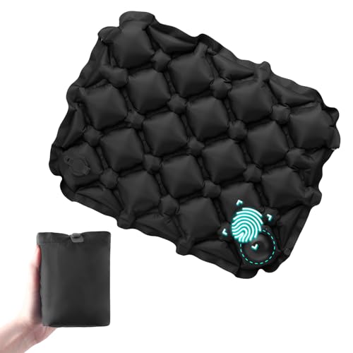 TRIWONDER Ultralight Inflatable Seat Cushion Seat Pad, Easy to Inflate & Deflate Compact Air Pad with Storage Bag for Camping Hiking Fishing Office Airplane Stadium Car (Black - Press-Type) - color: Black - Press-type