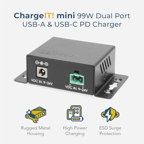 Coolgear ChargeIT! Mini 99W Dual Port USB Charger | USB-C PD 3.0, USB-A QC 3.0 & PPS | UL & IEC Compliant - style: 99.0 Watts