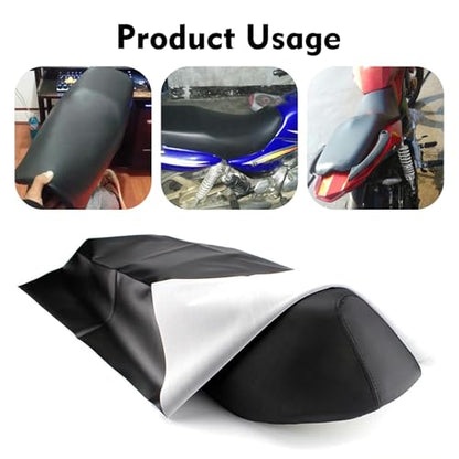 39.37" x 27.56" Motorcycle Seat Cover, Flexible Elastic DIY Motorbike Seat Protector, Durable PU Leather Seat Cushion, Universal for Scooter ATV Motorcycle (Black)