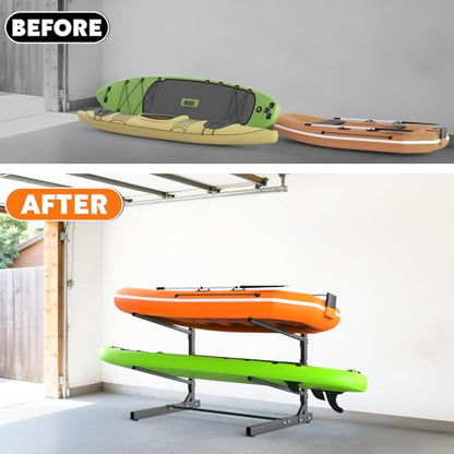 TORACK Garage Floor Kayak Storage Rack, Heavy-Duty Freestanding Metal Kayak Storage Stand - style: 2-tier
