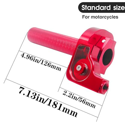 Motorcycle Throttle Grip 7/8" 22mm CNC Aluminum Quick Twister with Throttle Cable for KLX CR CRF EXC XR CRF50 CRF230 50 110 125 230 250 Dirt Pit Bike Motocross Motorbike Quad ATV - color: Style-B-Red