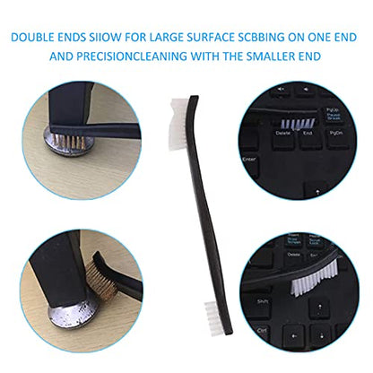 9pcs Wire Brush Set, Rust Paint Metal Cleaner, Cleaning Welding Slag and Rust, Handy Steel/Nylon/Brass Brush Set Suitable for Cleaning Welding Slag and Rust