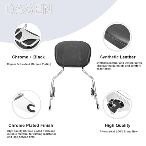 Dasen Detachable Sissy Bar Compatible with Harley Touring, Passenger Backrest Quick-Release Fit Touring Road Glide Street Glide Electra Glide Road King 2009-2025 Chrome