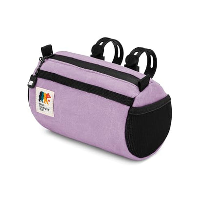 Oso Supply Co - Bike Handlebar Bag – Waxed Canvas Exterior with Quick-Access Waterproof Zipper, Side Mesh Pockets and Spacious Storage – Ideal for Cycling, Commuting and Adventure Rides (Purple) - color: Purple