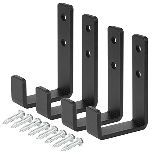 4 Pack 2-3/8" Heavy Duty Steel J Hooks, Wall Mount Utility Hook for Garage Hanging, Black, 220 lbs Capacity - size: 2-3/8"