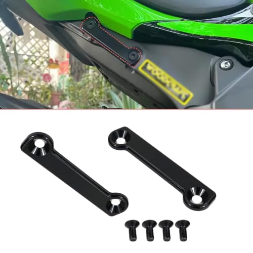 Rear Footpeg Block Off Plates, Passenger Foot Pegs Removal Delete Kits for Kawasaki Ninja ZX-6R / ZX636 2009-2025, ZX6R / ZX636 ABS 2019-2021, 2 PCS Footrest Hole Cover CNC Aluminum, Black