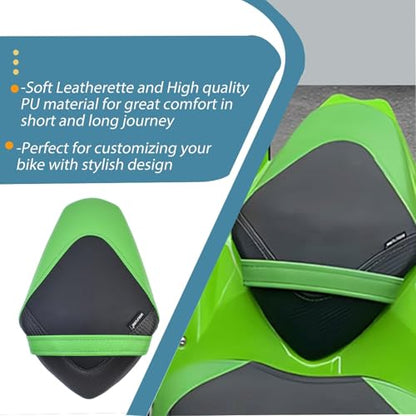 Motorcycle Rear Pillion Seat for Ninja400 Z400 2018-2024 (Rear Seat-Green) | Soft PU Leather Rear Pillion Seat Pad Set Rear Pillion Seat - color: Rear Seat-Green