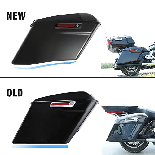 XFMT Motorcycle Saddlebags 4" Stretched Hard Saddle Bags Extended Saddlebags W/ 5"x7" For Harley Touring CVO Road King Street Glide Road Glide Electra Glide 2014-2024, Vivid Black Black Latches - color: 4" Stretched-Vivid Black W/ 5x7"Speaker Lids Black L