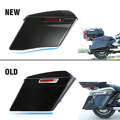 XFMT Motorcycle Saddlebags 4" Stretched Hard Saddle Bags Extended Saddlebags W/ 5"x7" For Harley Touring CVO Road King Street Glide Road Glide Electra Glide 2014-2024, Vivid Black Black Latches - color: 4" Stretched-Vivid Black W/ 5x7"Speaker Lids Black L