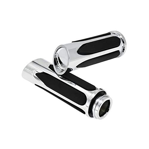 1" Electronic Throttle Defiance Handlebar Grips 25mm Hand Grips Fit for Harley Touring Street Glide Road King Road Glide Electra Glide - color: #5 Chrome