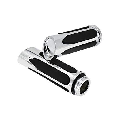 1" Electronic Throttle Defiance Handlebar Grips 25mm Hand Grips Fit for Harley Touring Street Glide Road King Road Glide Electra Glide - color: #5 Chrome