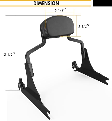 Detachable Hardware Backrest Sissy Bar Upright Passenger Backrest Pad with Docking Kit for Harley Breakout 2013-2017 FXSB, FXSE,FXSBSE（Gloss Black） - color: Gloss Black+Docking Kit