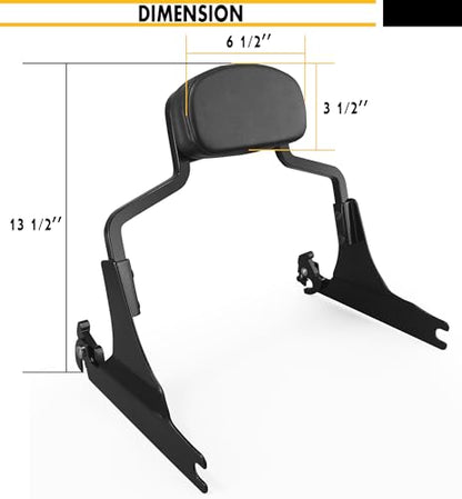 Detachable Hardware Backrest Sissy Bar Upright Passenger Backrest Pad with Docking Kit for Harley Breakout 2013-2017 FXSB, FXSE,FXSBSE（Gloss Black） - color: Gloss Black+Docking Kit