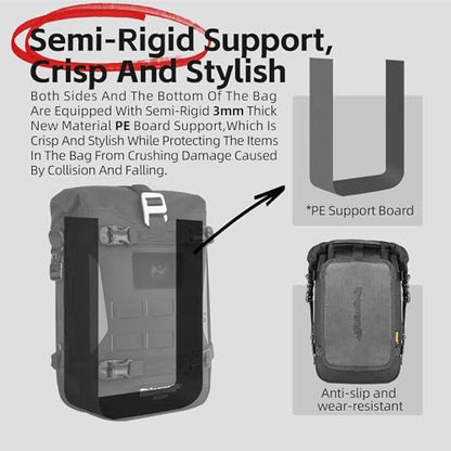 Rhinowalk Motorcycle Crash Bar Bag Waterproof Expandable Saddlebag with Secure Mounting Shoulder Strap (1pc)