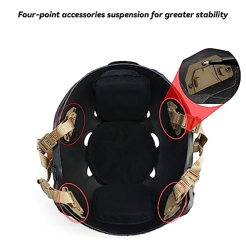 Tactical Helmet Chin Strap Adjustable Dial 4 Points Suspension System with Bolts and Screws for Tactical Fast MICH Bump Helmet Accessory - color: Style 3-Khaki