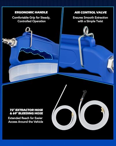 Orion Motor Tech 2L Vacuum Brake Bleeder Kit, Pneumatic Brake Fluid Bleeder Kit with 2.1 qt Brake Fluid Extractor 1L Refilling Bottle 19 Adapters, One Person Brake Bleed Fluid Pump Brake Bleeding Tool - size: 2L Standard Set