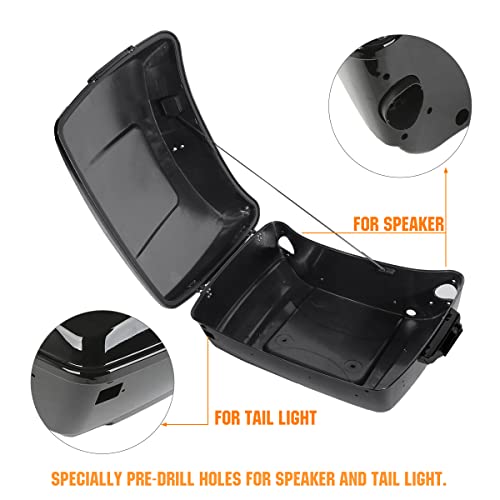 XMTMOTO Vivid Black King Tour Trunk Kit Tour Trunk+Luggage Rack+Backrest Fit for Harley Davidson Touring Road King Road Glide Street Glide and Select CVO Models 2014-2025