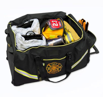 Lightning X Premium Rolling Firefighter Turnout Bunker Gear Bag w/Wheels, Retractable Handle, Fully Molded 3 Colors - color: Black