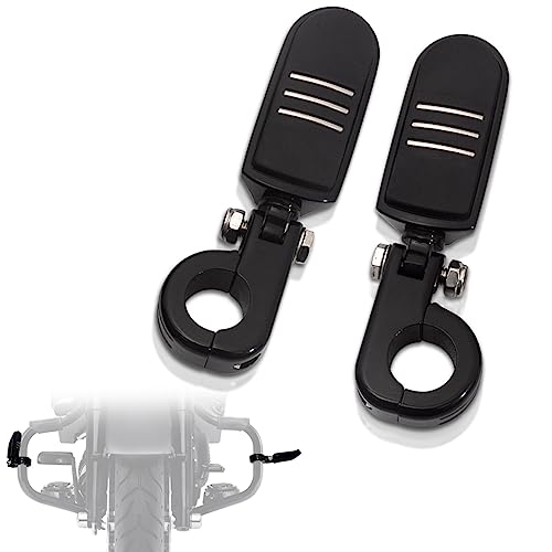 FOVPLUE 1.25" Highway Footpegs, Adjustable Footrest w/Mounting P-Clamps for Harley Touring Softail Dyna Sportster Honda Kawasaki Suzuki Yamaha Indian Victory w/1-1/4" Engine Guard, Gloss Black#1 - color: Gloss Black