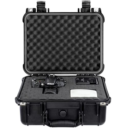 Eylar 13" Protective Hard Camera Case, IP67 Waterproof & Shockproof for Gear, Audio & Video Equipment, Drones, and Tools with Customizable Foam, TSA Approved, 13.37 Inch x 11.62 Inch x 6 Inch (Black) - color: Black