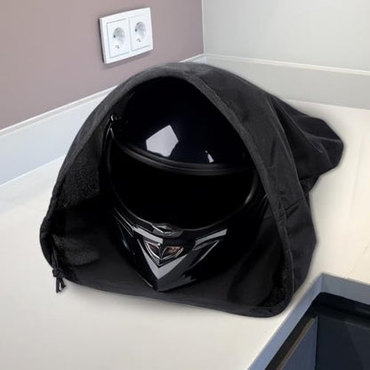 2 Pack Motorcycle Helmet Bag, Lightweight Polyester Storage Carrying Case with Soft Lining for Sport Riding Travel (Black, 18.5 x 17 x 0.4 In)