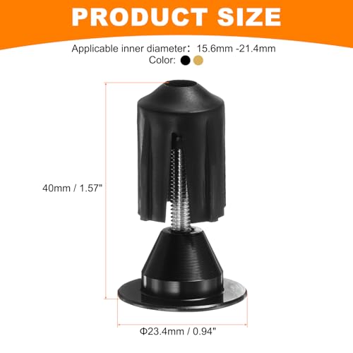 HARFINGTON 2Pair Bike Handlebar End Plugs Aluminum Bar End Caps 16-21mm Adjustment Expanding Locking with Tool for MTB Road BMX Fixed Gear Bike, Black Gold - color: Black Gold