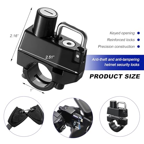 Motorcycle Helmet Lock, Anti-Theft Security Aluminum Alloy Handlebar Locks with 2 Keys, Tamper-Proof Safety Helmet Holder Hook for Motorcycles ATVs Dirt Bikes Scooters (Lock) - color: Lock