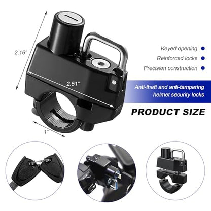 Motorcycle Helmet Lock, Anti-Theft Security Aluminum Alloy Handlebar Locks with 2 Keys, Tamper-Proof Safety Helmet Holder Hook for Motorcycles ATVs Dirt Bikes Scooters (Lock) - color: Lock